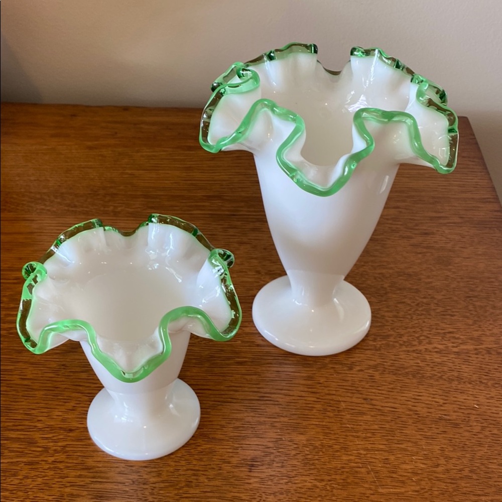 Fenton glass set of two vases
